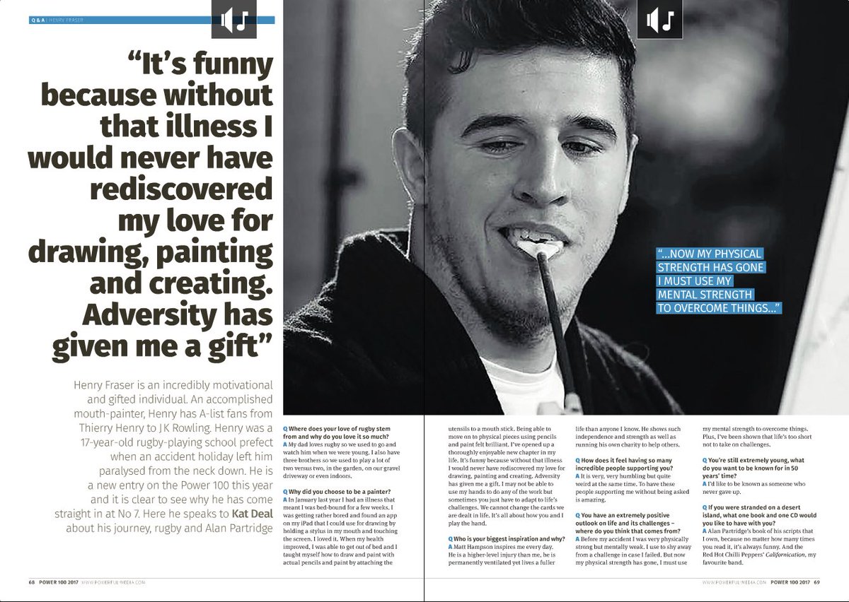 henryfraser0's tweet image. Absolutely honoured to be named no.7 on the list of 100 most influential people with a disability or impairment in Britain. I'm a lucky man.