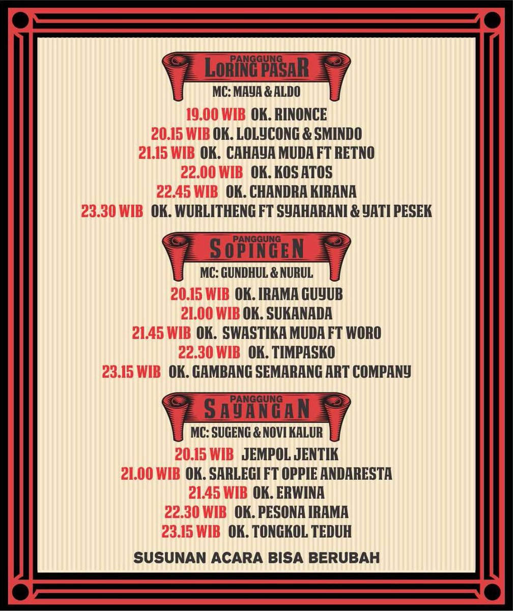 Pasar Keroncong Kotagede (@pasarkeroncong) on Twitter photo Rundown dari 3 panggung #PasarKeroncong2016 #Kotagede
Aja lali, besok malam, Crung!
cc: @jazzy_syaharani <a href="/iramatongkol/">Irama Tongkol Teduh</a> Rundown dari 3 panggung #PasarKeroncong2016 #Kotagede
Aja lali, besok malam, Crung!
cc: @jazzy_syaharani <a href="/iramatongkol/">Irama Tongkol Teduh</a>