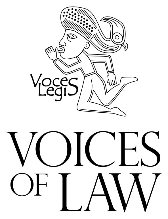 VoicesofLaw's tweet photo. Look what arrived in time for #Christmas -! Our new #VoicesofLaw #logo in colour & b/w - based on German bracteate images. https://t.co/f3mXD0pOeC