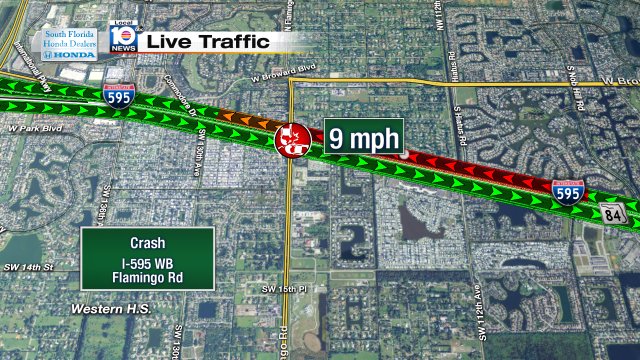 Crash on I-595 WB at Flamingo Rd #traffic https://t.co/pghT2dX082