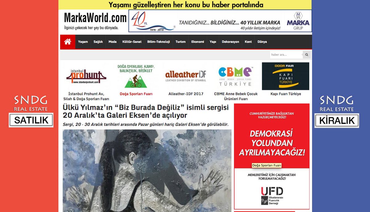 Ülkü Yılmaz’ın Biz Burada Değiliz isimli sergisi 20 Aralık’ta #GaleriEksen’de açılıyor #Sergi #İstanbul
markaworld.com/ulku-yilmazin-…
<a href="/GaleriEksen/">GaleriEksen</a>