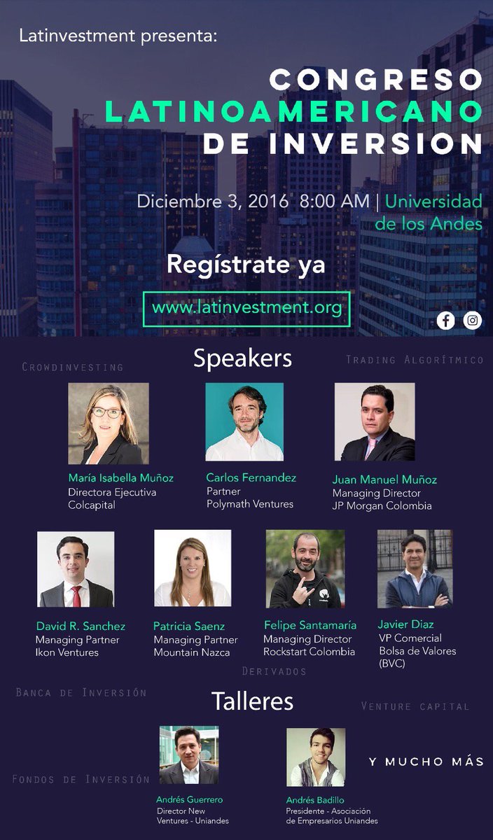 InnpulsaCol's tweet photo. #CLI2016 busca reunir a inversionistas, emprendedores y en general a los interesados en conocer del mundo financiero https://t.co/veibAV5nPt https://t.co/8ajRqBCesM