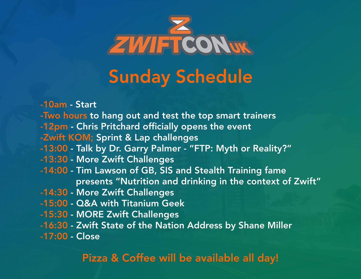 ZwiftCon's tweet photo. On Saturday #zwiftCon is focused towards getting miles in for @PowerOfBicycles,Sunday, we're more focused to the great @GoZwift community https://t.co/41ol7dY8TZ