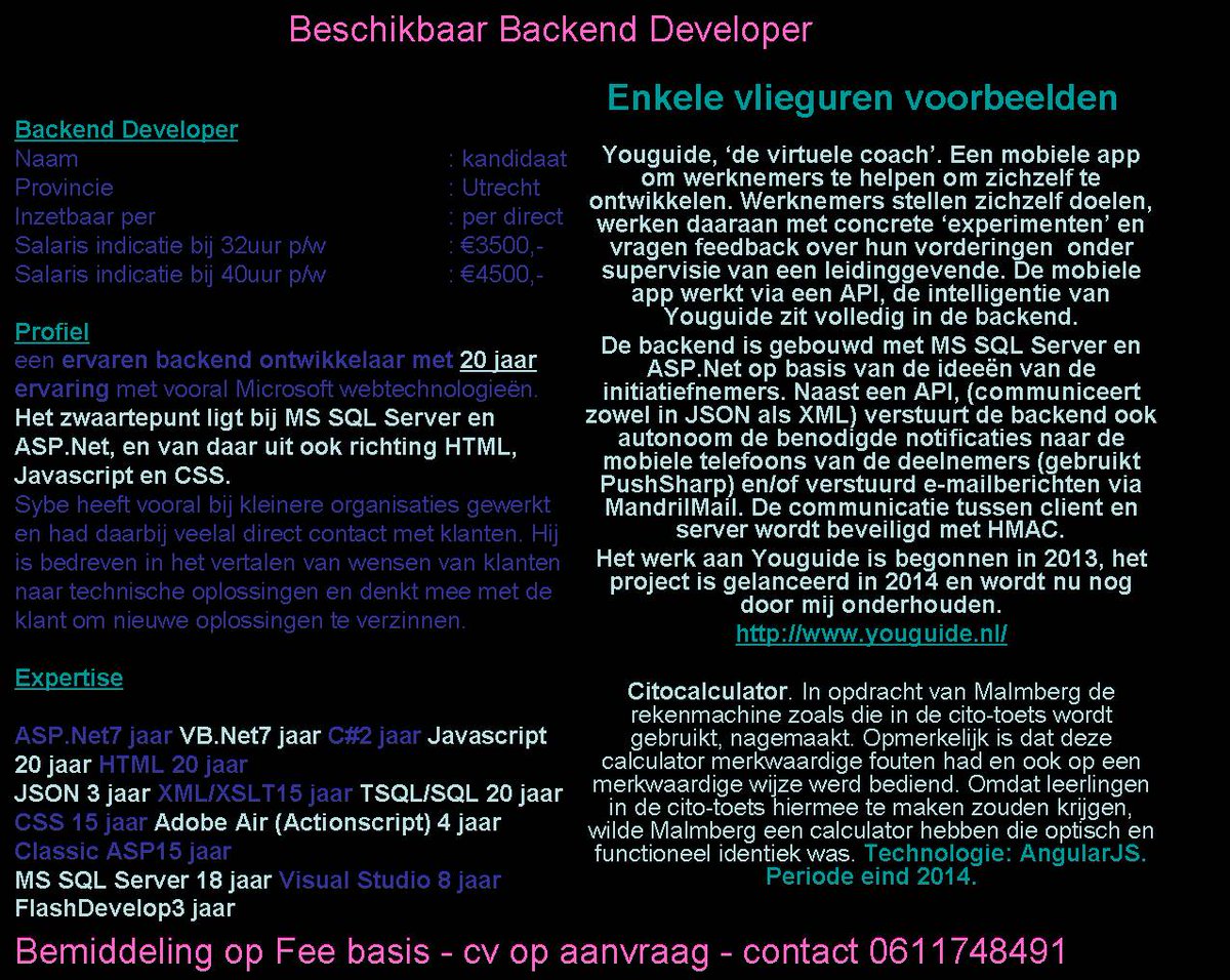 JuanConnecting's tweet photo. #utrecht #backend #developer .net beschikbaar! #rt #vacature https://t.co/0IVVex5QLg