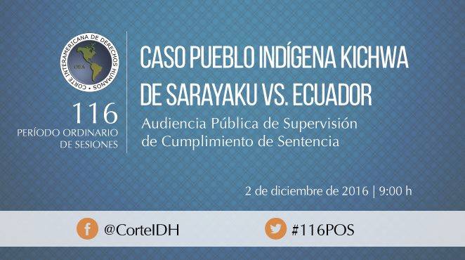 CorteIDH's tweet image. En breve inicia Audiencia Pública  de Supervisión de Cumplimiento de Sentencia
Caso Pueblo Indígena Kichwa de Sarayaku Vs. Ecuador.