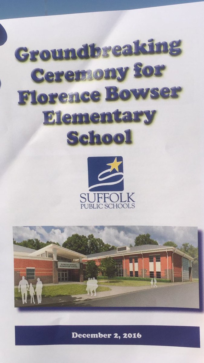 connorplconnor's tweet photo. Exciting day for Suffolk Public Schools as we celebrate the Groundbreaking at Florence Bowser Elementary School. #SPSK12Proud https://t.co/JDpkyPoFAF