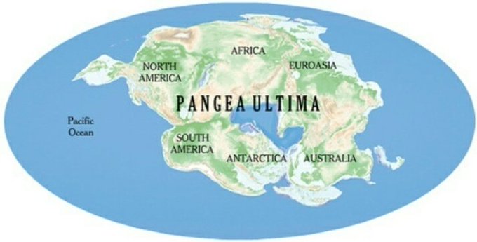 Esta "Pangea &uacute;ltima" fue dise&ntilde;ada por Christopher Scotese y se espera como resultado del movimiento de