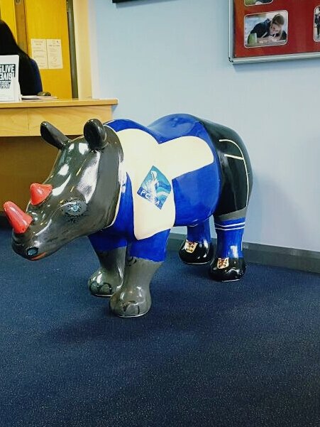 Rugby Rhino looking good <a href="/paigntonacademy/">Paignton Academy</a> today! We miss you! <a href="/GreatBigRhinos/">Great Big Rhinos</a> <a href="/trials46/">david lee</a>  #greatbigrhinos #babyrhinos #rhino