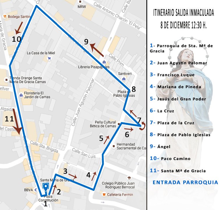 hdadhumillacion's tweet photo. ITINERARIO de Salida de Nuestra Titular la Inmaculada Concepción de María para el próximo día 8 de Diciembre.
@camascofrade @ElPrograma_OL https://t.co/bfWdKcvid6