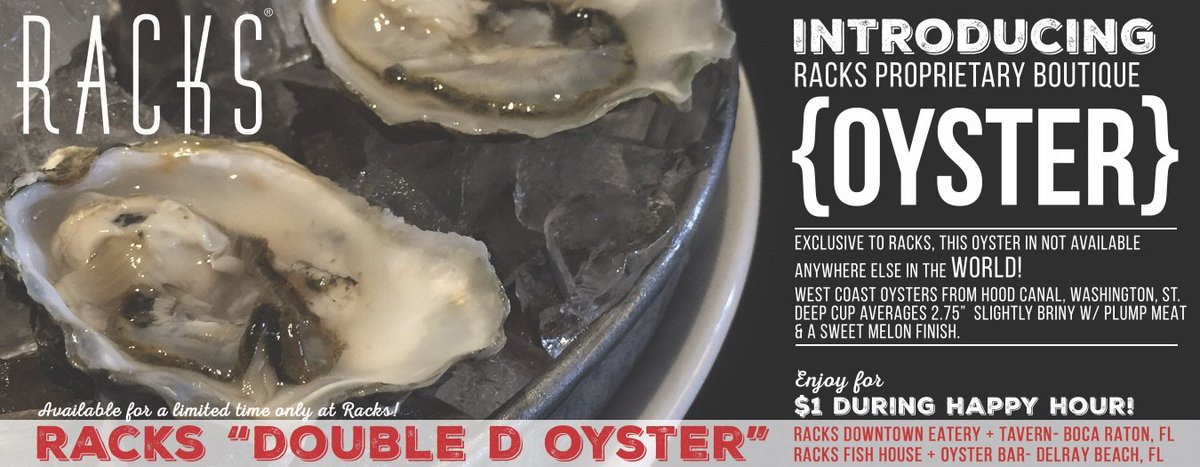 RACKS EXCLUSIVE boutique #Oyster! Only available at Racks Group!! Try them today #TGIF #happyhour #FridayFeeling #exclusive #rawbar