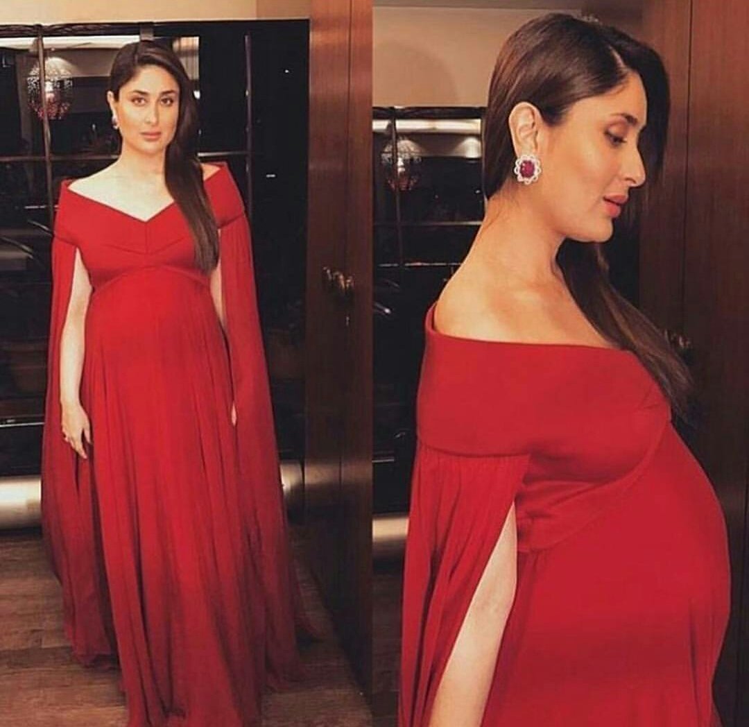 MrsDevgn's tweet photo. Have u ever seen pregnant Princess? Nah she is the only one🙆💞 #KareenaKapoorKhan #beautyinred 👱 https://t.co/2x6dj21agP