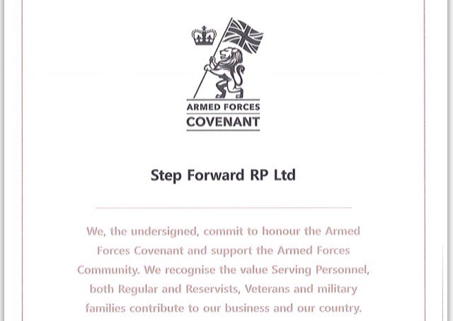 step_forward_uk's tweet image. Step Forward RP Ltd have now committed to the Military Covenant