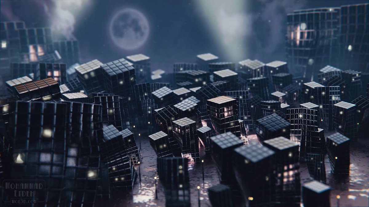MohEideh's tweet photo. Creeptown. My final abstract render for a while. #b3d https://t.co/Psn3pMcOjw