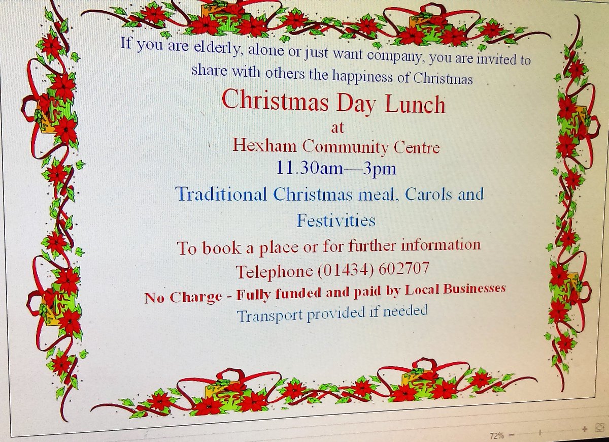hexcomcentre's tweet image. We invite anyone who would otherwise be alone in Hexham to join us for our Christmas Day meal, contact 01434602707 for details.