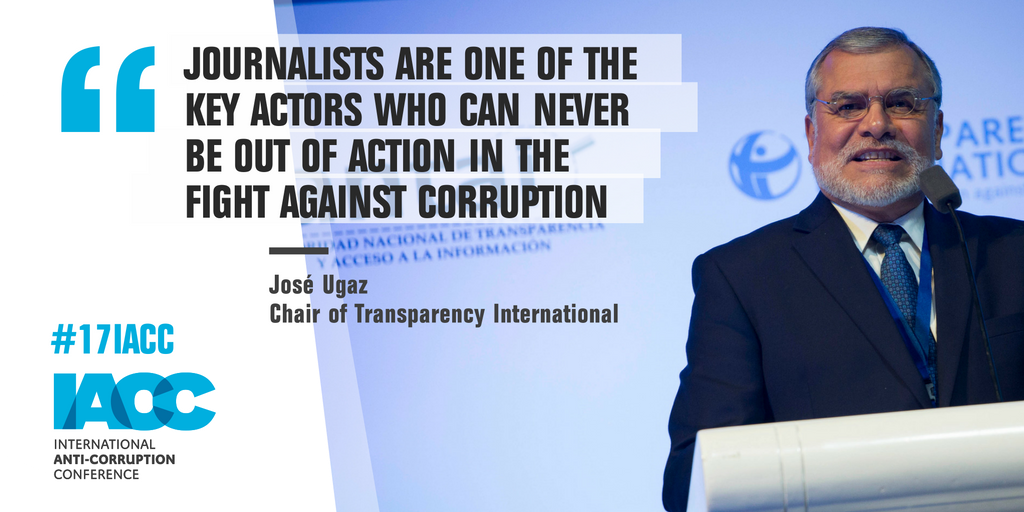 "#Journalists are one of the key actors who can never be out of action in the fight against #corruption" - <a href="/JoseUgazSM/">José Ugaz</a> yesterday at #17iacc