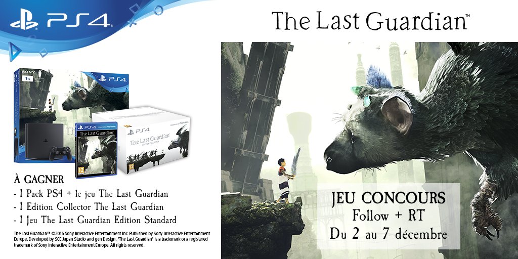 Leclerc_JV's tweet photo. #Concours #TheLastGuardian Vous avez vu ces lots ? Follow + RT pour tenter de les gagner ^^ https://t.co/GY9hDcf2Pu https://t.co/1u1gzL8JCZ