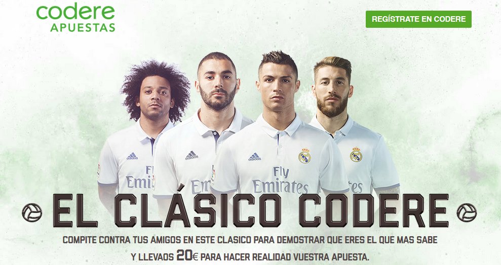 JessePICKSman's tweet photo. Regístrate con el codigo 'ELCLASICO' y consigue 20€ para ti y 20€ para tu amigo por retarte. #ElClasicoCodere https://t.co/AMPZdegjCS https://t.co/FPSAsJlowg