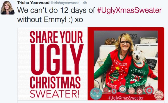 She's the naughty one! HA! love, g #UglyXmasSweater UglySweater.GarthBrooks.com https://t.co/MJ7Kff5bOE