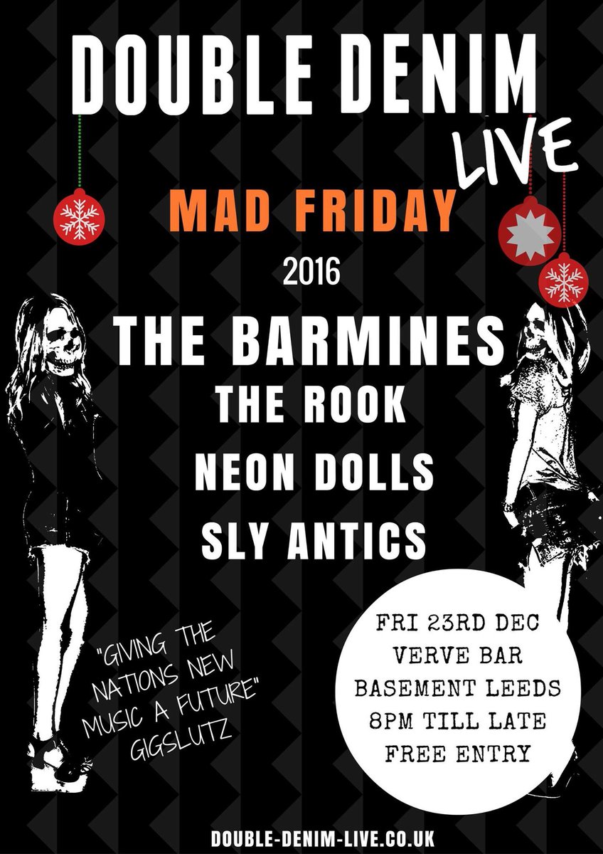 MAD FRIDAY 🎄<a href="/TheBarmines/">The Barmines</a> <a href="/TheRookSound/">The Rook</a> <a href="/neondollsband/">Neon Dolls</a> <a href="/slyantics/">Slyantics</a> 👖👖