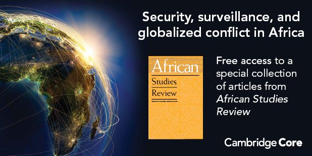 CUP_PoliSci's tweet photo. MT @CambridgeCore: Security, surveillance, and globalized conflict in Africa - Free https://t.co/jlMENSwFWM #ASA2016 https://t.co/cQptfktpQn