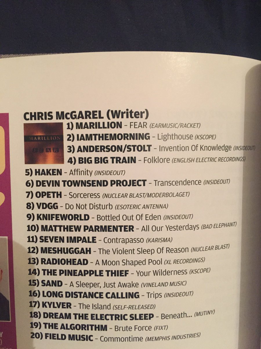 It was a tremendous honour for me to be asked for my Top 20 of 2016 by Prog. The mag is in shops on Wednesday. Let the mass debate begin.