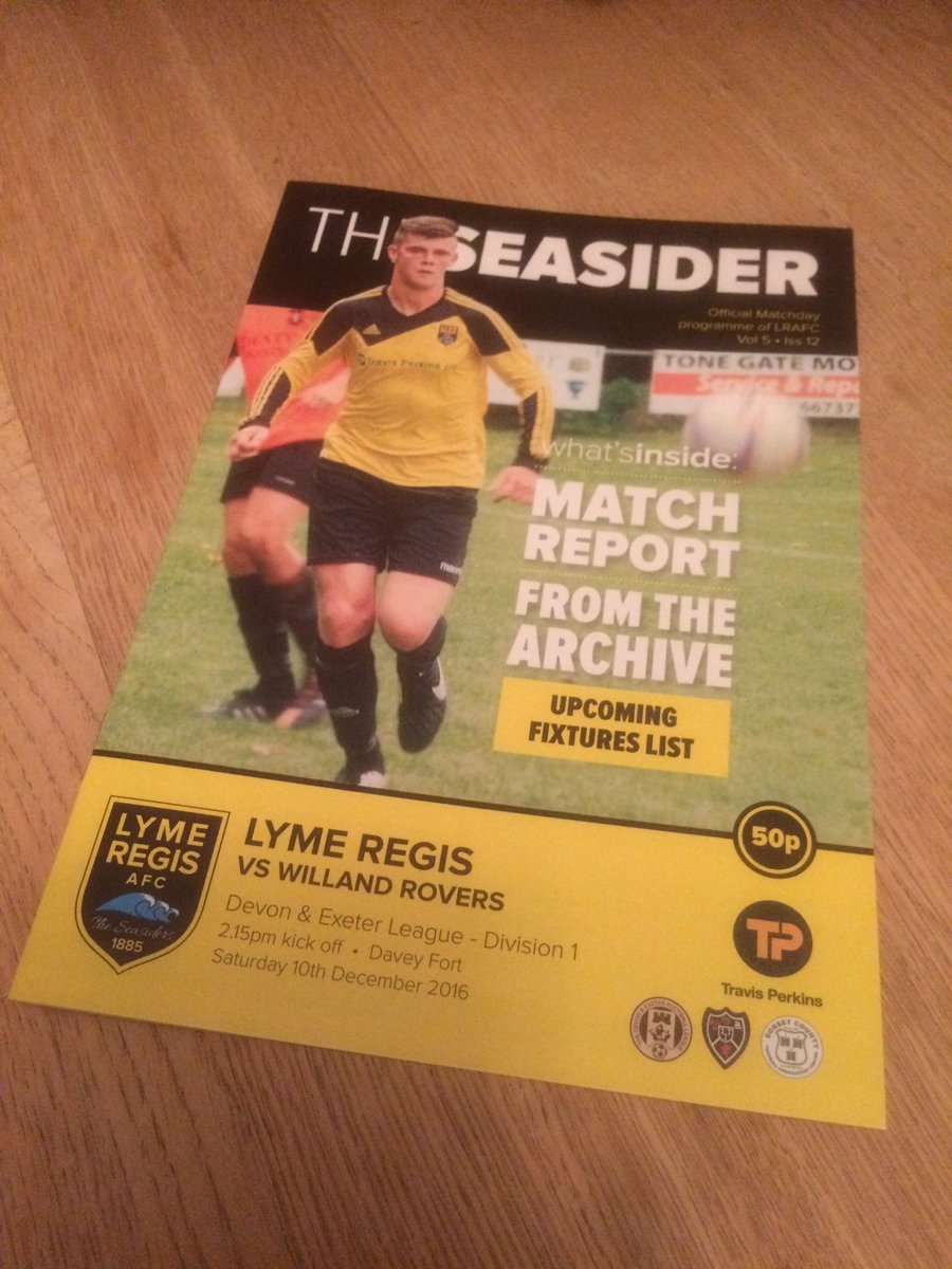 LymeRegisFC's tweet photo. Tomorrow's match programme cover (with thanks to @ADPdorset) @WillandRovers Res @DevonExeterLge @DorsetCFA https://t.co/LK7u2XD9cq
