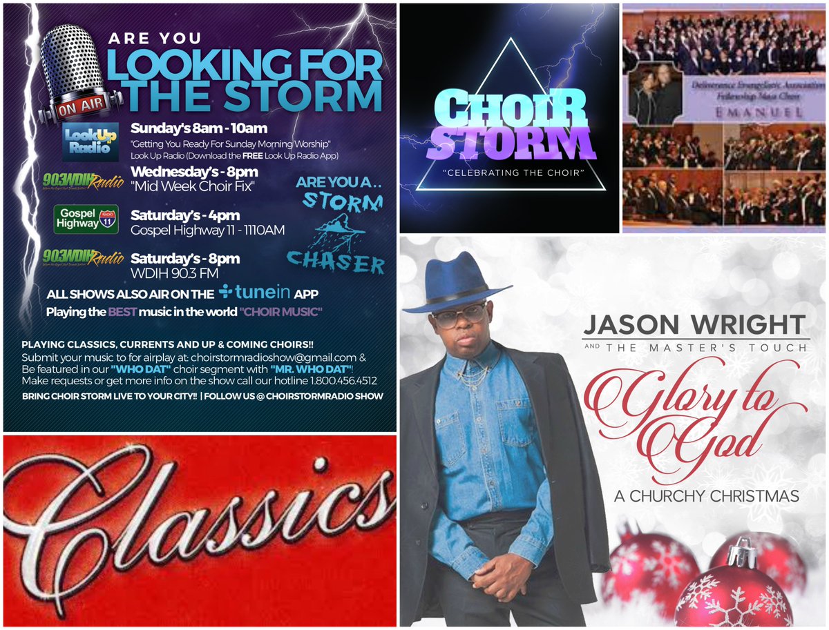 ChoirStormRadio's tweet photo. Join us Sat @ 4pm on Gospel Highway 11 (WNAP 1110-AM)   &amp; 8pm on 90.3 WDIH Radio for the BEST music in the world "CHOIR MUSIC"!! https://t.co/4tXbF8Ah4R