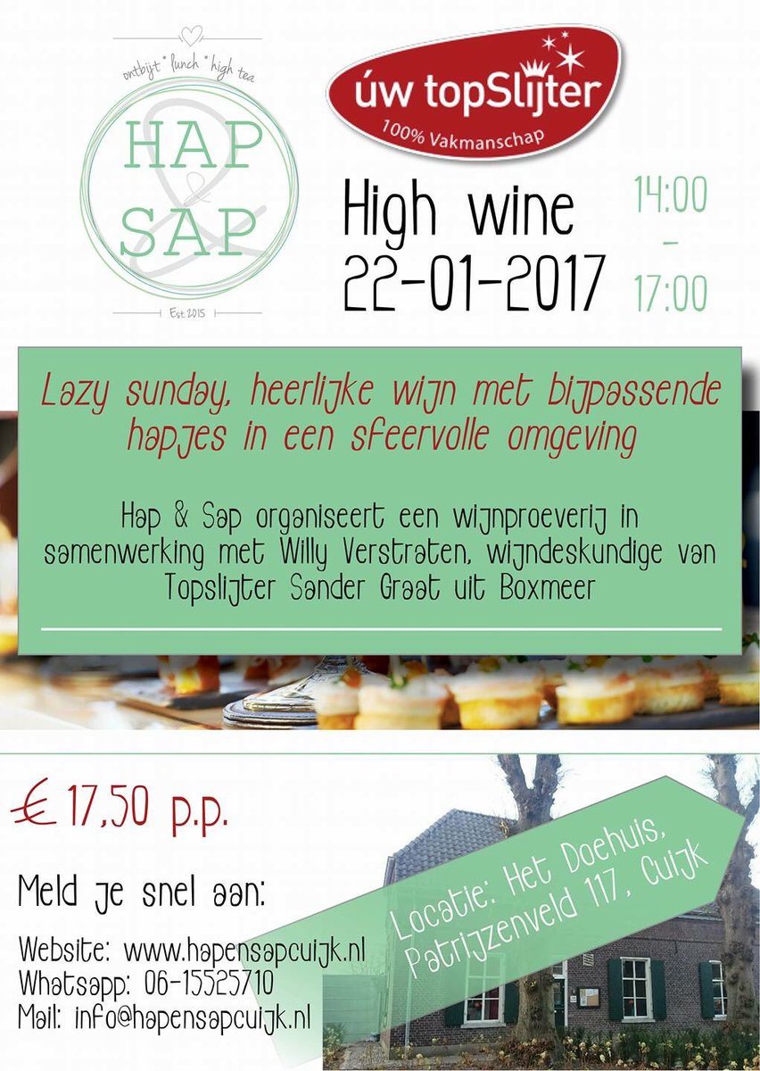 Heb jij zin om te genieten bij onze Wijnproeverij? Meld je snel aan!