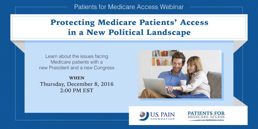 medicareaccess's tweet photo. Join us for a webinar with @USPain on 12/8 to discuss protecting patients’ Medicare access in the New Year. https://t.co/9wppJEc5VV https://t.co/CsEjOYcMIh