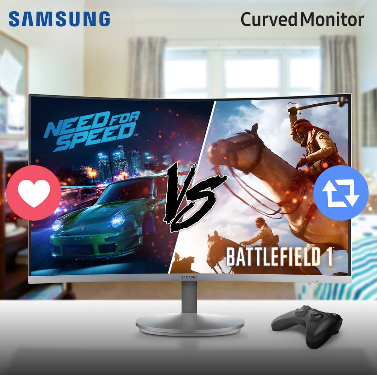 SamsungLatin's tweet image. #SamsungTrivia ¡Hoy se miden dos gigantes de los videojuegos en nuestros #MonitoresCurvos ¿Quién ganará?