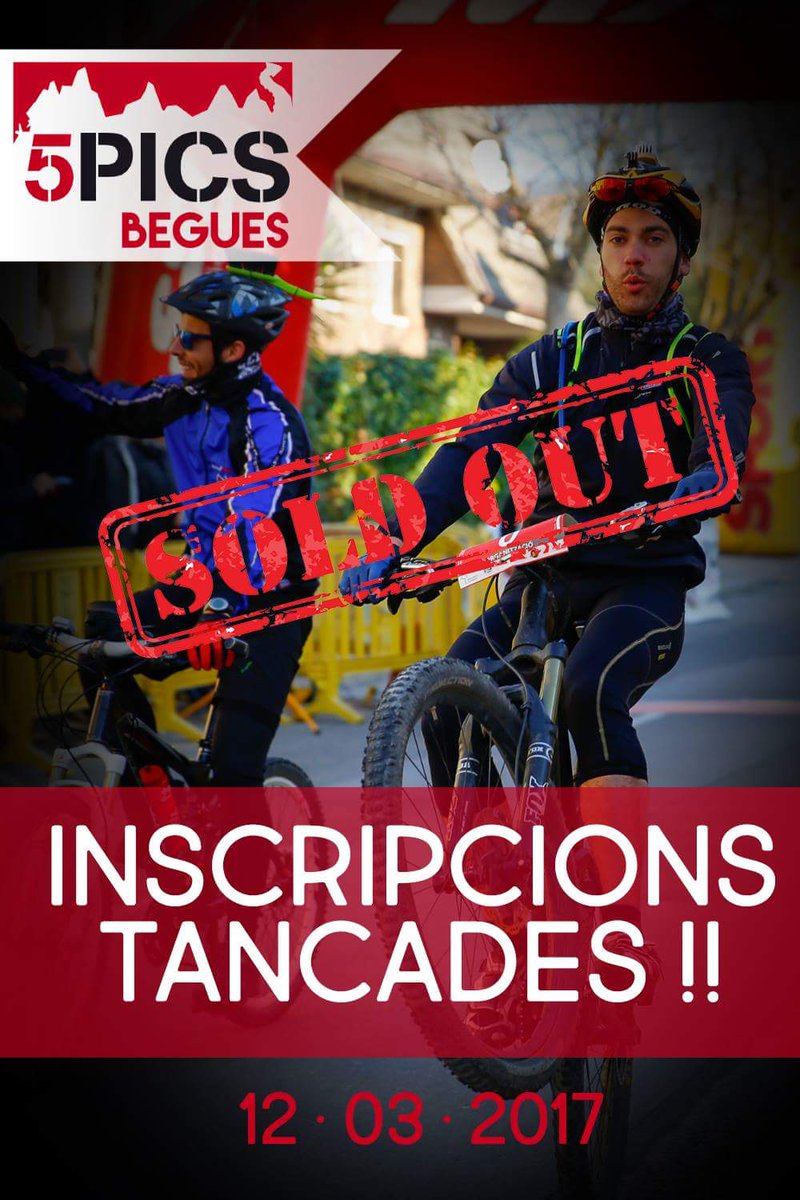 5PicsBegues's tweet photo. Inscripcions exhaurides!  Gràcies a tots per fer-ho possible en un temps rècord!  #Begues #5picsbegues #ccbegues @AudaxEnergia @ajbegues https://t.co/ztNfjJmeK7