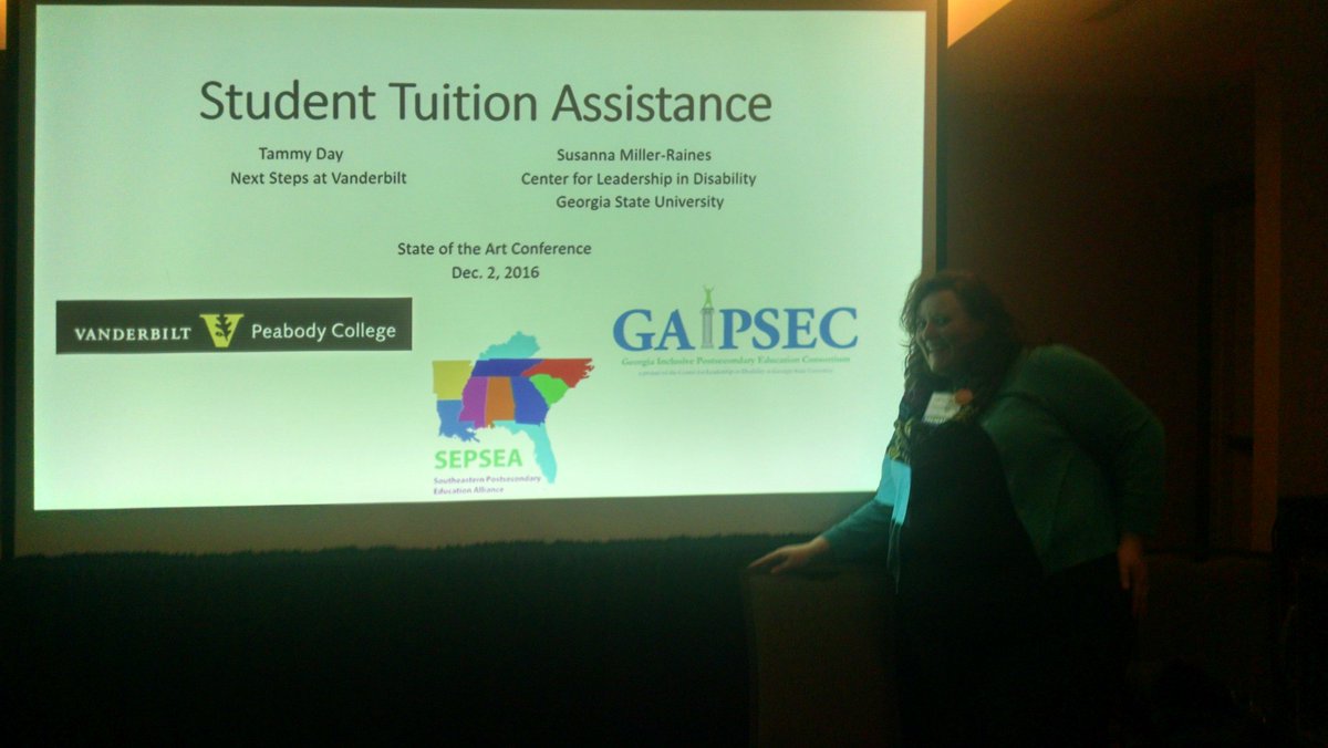 susannaemiller's tweet photo. I presented today at #2016SOA Conference #inclusivePSE on tuition assistance! @GAIPSEC @CLD_GSU @UGASocialWork https://t.co/K2cE84e2e3
