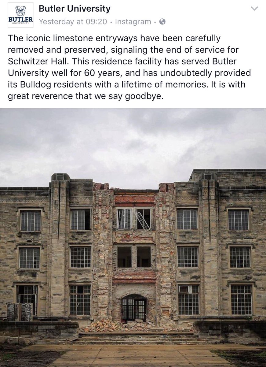 ButlerUpolice's tweet image. Dear Schwitzer Hall, 
You've kept our students safe, heard their laughs &amp;amp; calmed their fears, you'll be missed--Thank You ❤️#Bulldawg4Life