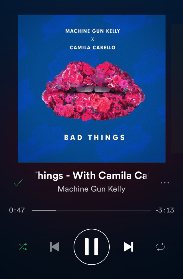Grecia5HAG's tweet photo. #badthings is number 3!! in spotify @camilacabello97 @machinegunkelly #BadThingsOnFallon https://t.co/r0iWTZGu6D