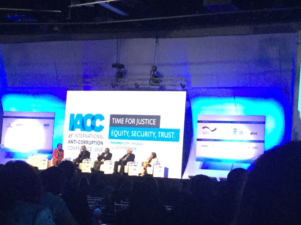 ThuliMadonsela3's tweet photo. #TimeForEquity plenary session is on with Sarah Chavez,Peter Eigen,Salil Chetty and Maria Soledad Perez-Tello #17IACC https://t.co/sJXGqcIOQf