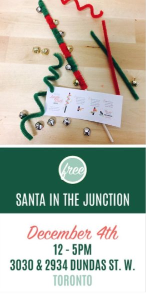 FirsthandFair's tweet photo. Jingle all the way to tune town! Two more sleeps for @junction_bia's #SantaintheJunction! Pick up your FREE jingle stick craft kit for kids. https://t.co/SHnCCHpdo5