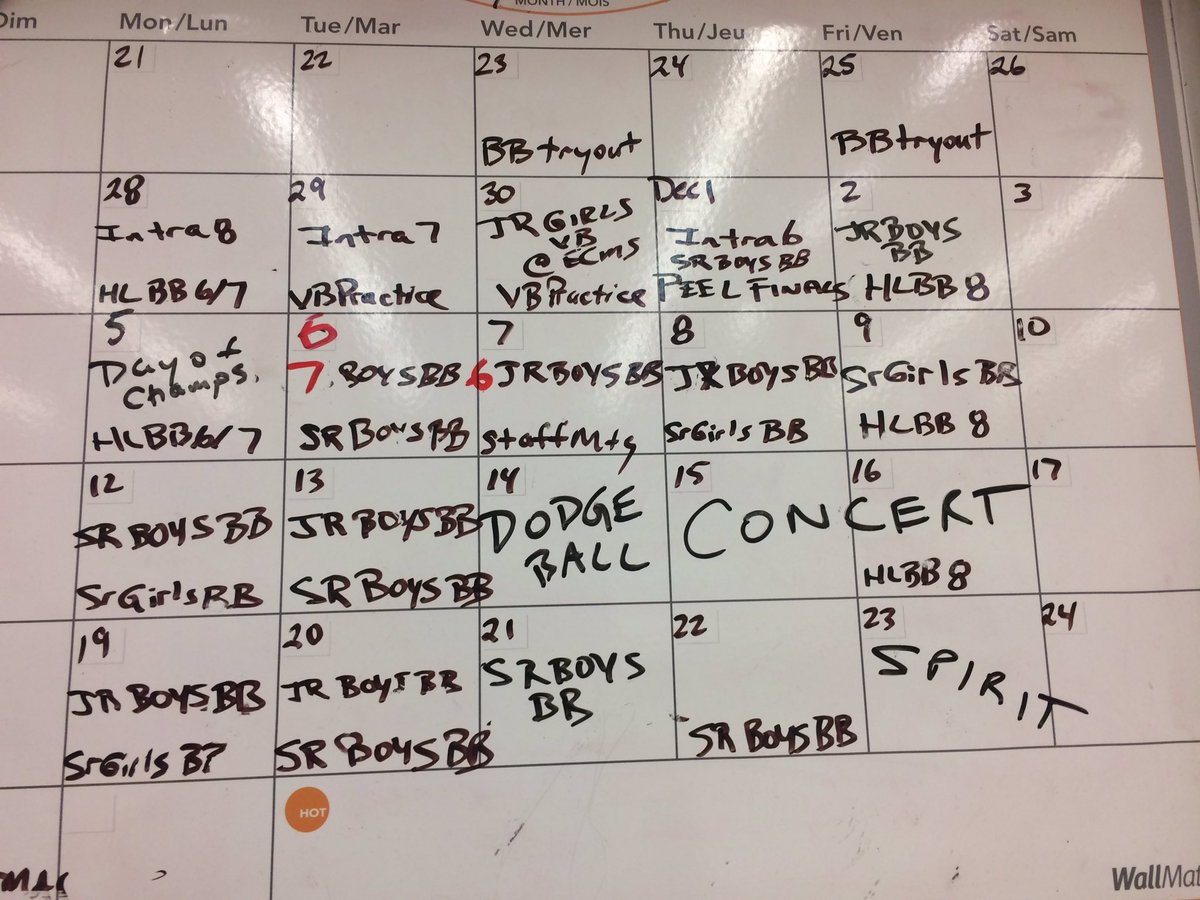 rtmsphysed's tweet image. December gym schedule