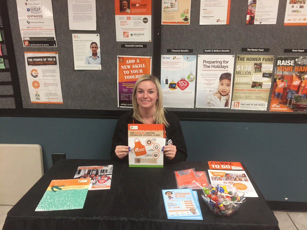 4408's Asds Jacey at the benefits table explaining all the great benefits we receive as Home associates !