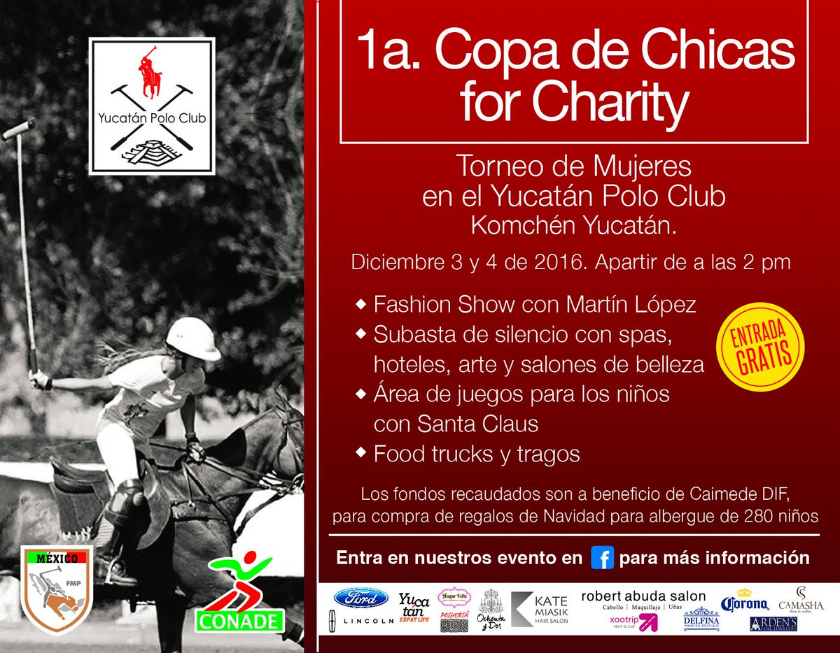 ¡Nos vemos mañana en la 1a. Copa de Chicas for Charityl!! en Yucatan Polo Club