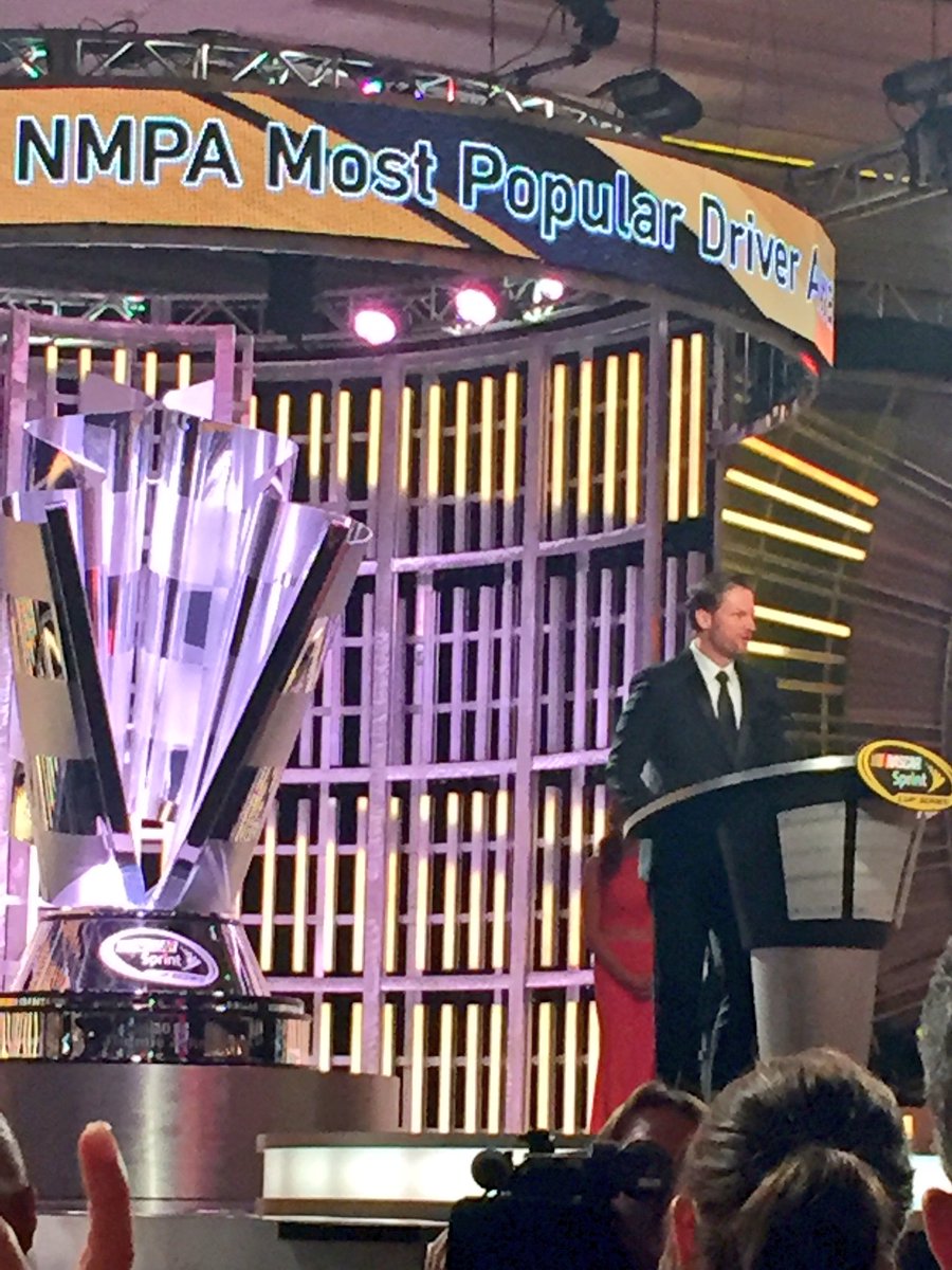 Miss Sprint Cup (@misssprintcup) on Twitter photo Congratulations to <a href="/DaleJr/">Dale Earnhardt Jr.</a> for winning this year's @NMPA #SprintMPD Award! Always a fan favorite! -JW,MM Congratulations to <a href="/DaleJr/">Dale Earnhardt Jr.</a> for winning this year's @NMPA #SprintMPD Award! Always a fan favorite! -JW,MM