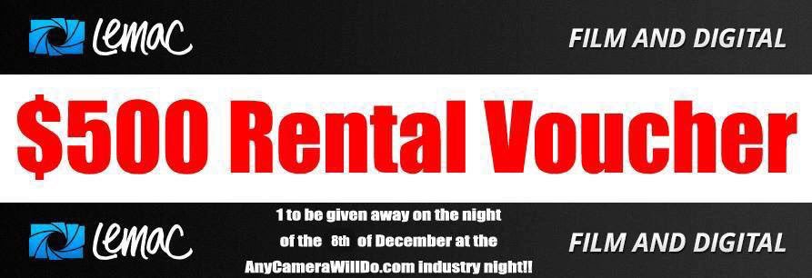 AnyCameraWillDo's tweet photo. Thanks to Lemac we have a $500 rental voucher to giveaway at the AnyCam industry night! Don't miss it! https://t.co/R8ADIzMSwN @LemacFilm https://t.co/hr60us2r8E