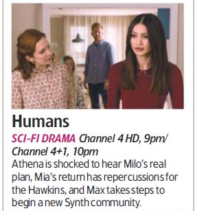 HUMANSaahh's tweet photo. Magazine: TV & Satellite Week
Date: 3 - 9 Dec 2016
Two clippings about Episode 6 (Spoilers!)
#Humans #Humans2 #HumansClippings https://t.co/7Za67IjdEU