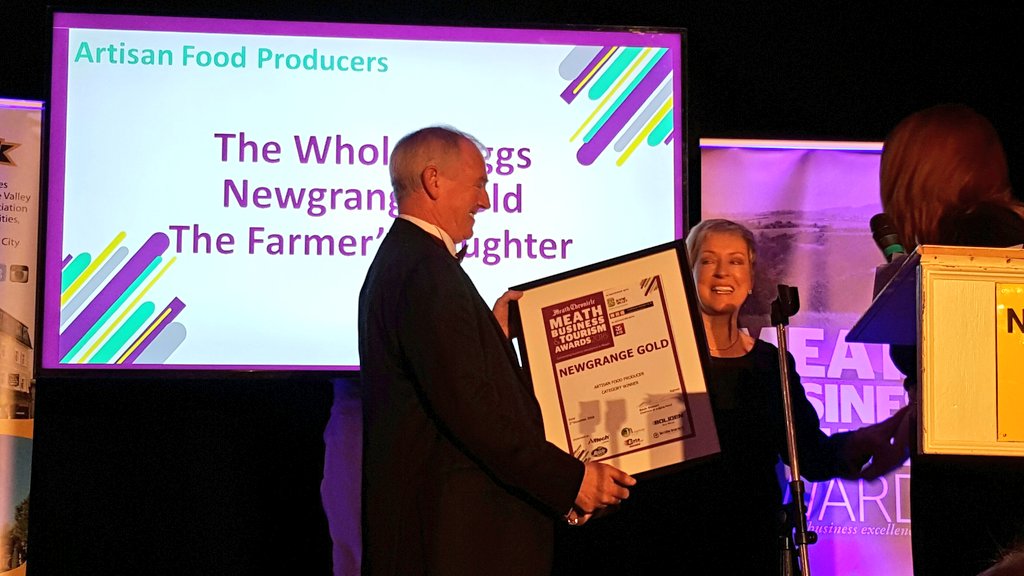 Joe English <a href="/MeathLEO/">LEO Meath</a> accepts award on behalf of <a href="/NewgrangeGold/">Newgrange Gold</a> for winning Best Artisan Food Producers 2016. Congratulations #MakeItMeath
