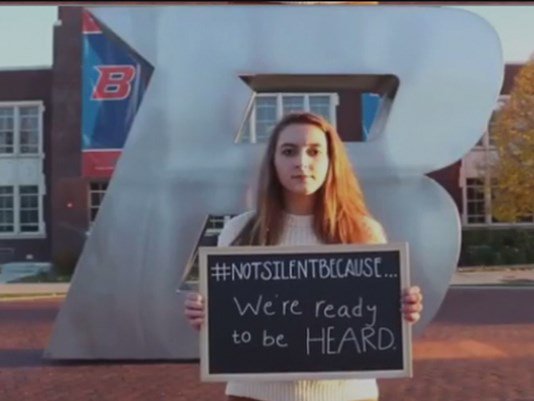 dimensionslearn's tweet photo. #NotSilentBecause gains attention at #BosieState  https://t.co/pqUaHFi388 https://t.co/d31EeAvCUj