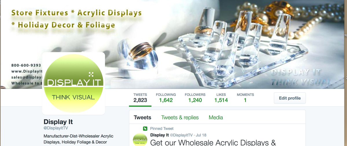 DisplayitTV's tweet image. Wholesale Displays &amp;amp; Fixtures in Acrylic
Downloadable Catalog: buff.ly/2fQU77P 
#jewelrydisplay
#ringdisplay
#necklacedisplay