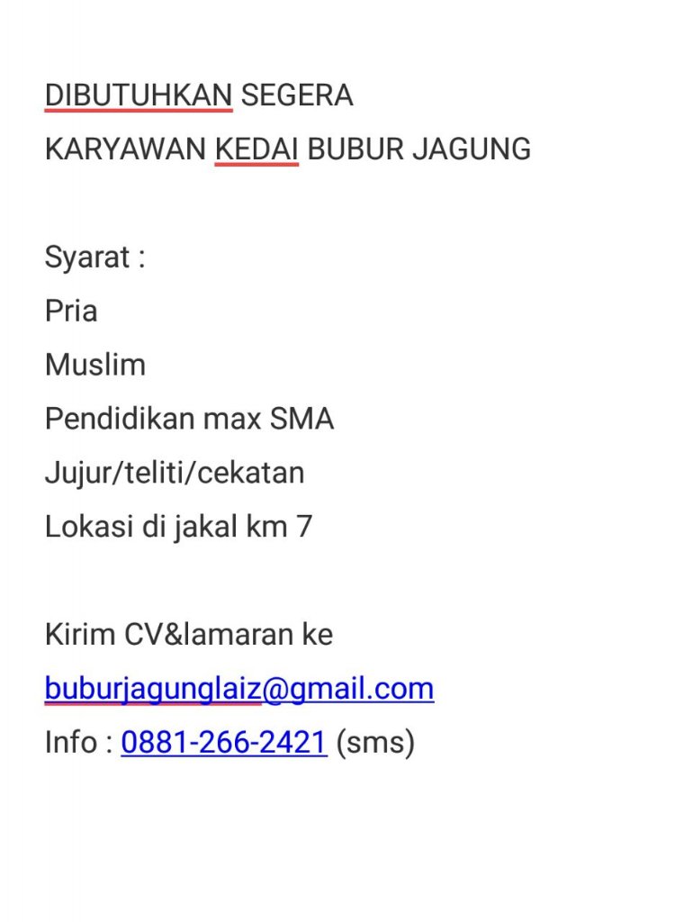 ArifOranges's tweet photo. @JogjaUpdate jaga kedai bubur | cowok | partime 6jam | SMA/sederajat| max 27th 08812662421 https://t.co/5vjgMmOVNg