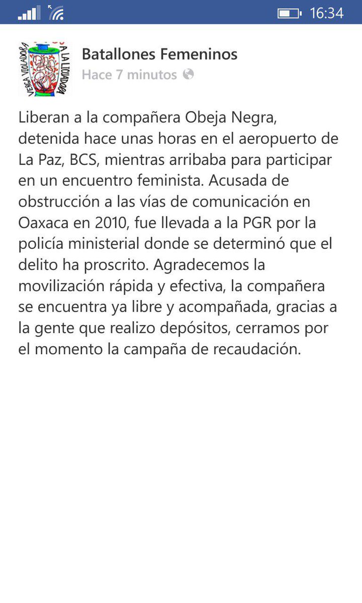 Rayoactivo's tweet photo. Liberan a Oveja Negra #BatallonesFemeninos luego de detención arbitraria y amañada. Cacería política de brujas? https://t.co/KJ8jUPawxz