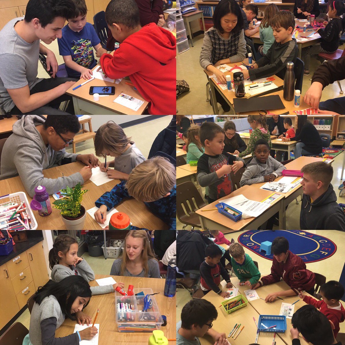 SurreyChristian's tweet photo. K-12 Buddies! Making welcome cards for refugee children. #scselementary #scs2016 #scsbuddy https://t.co/FwX4RN443J