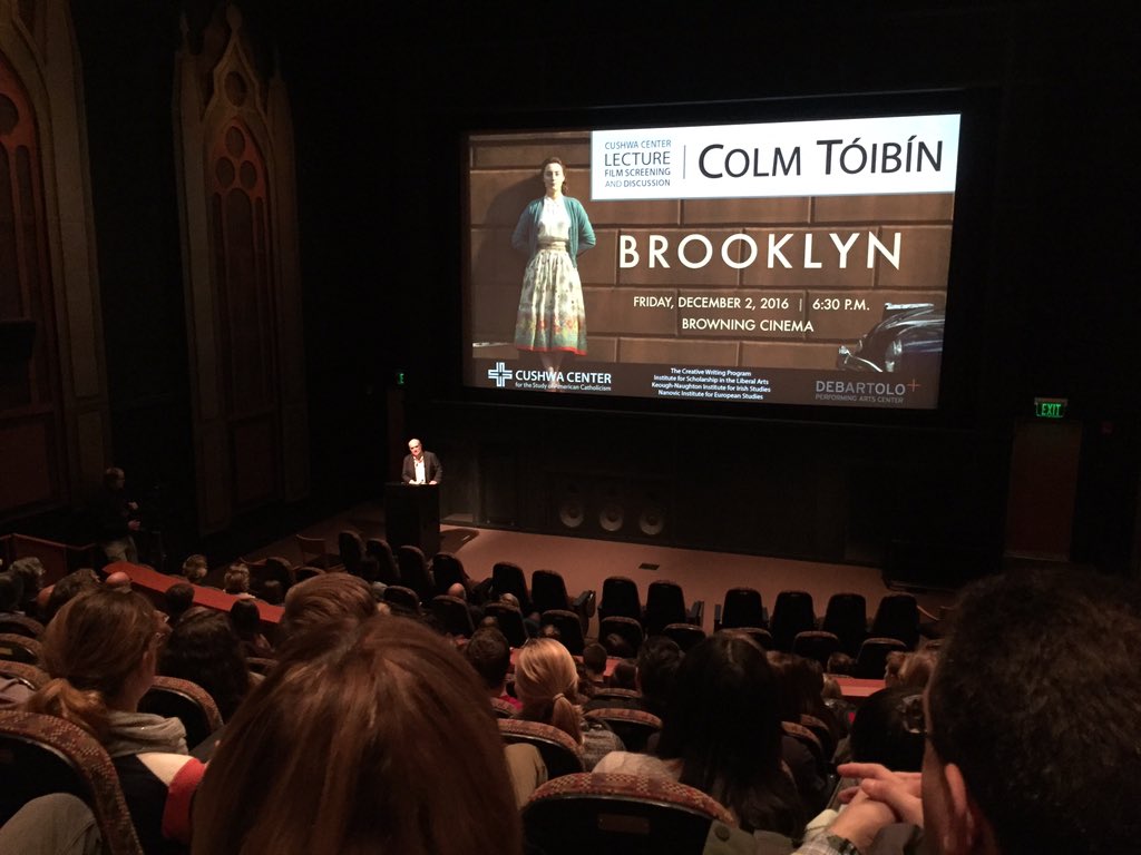 'Tis himself Colm Toibin <a href="/NotreDame/">University of Notre Dame</a> for a reading and showing of Brooklyn