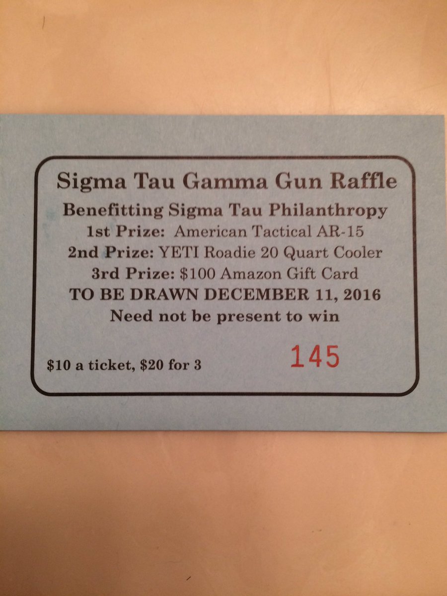 Sigma Tau Gamma's fundraiser is in full swing! If you are interested in purchasing tickets message our account.